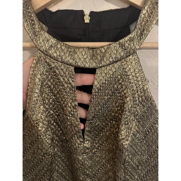 Trina Turk Gold Mackie Metallic Cocktail Dress - Picture 7 of 10